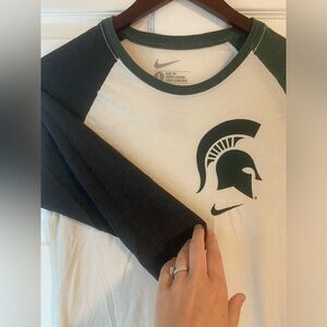 Women’s Michigan State Ivory Slim Fit 3/4 Sleeve Tshirt Size Large